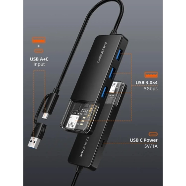 USB-хаб Vention Cabletime USB Type C - 4 Port USB 3.0, 0.15 cm (CB03B)