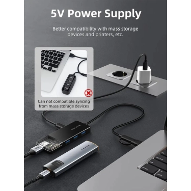 USB-хаб Vention Cabletime USB Type C - 4 Port USB 3.0, 0.15 cm (CB03B)
