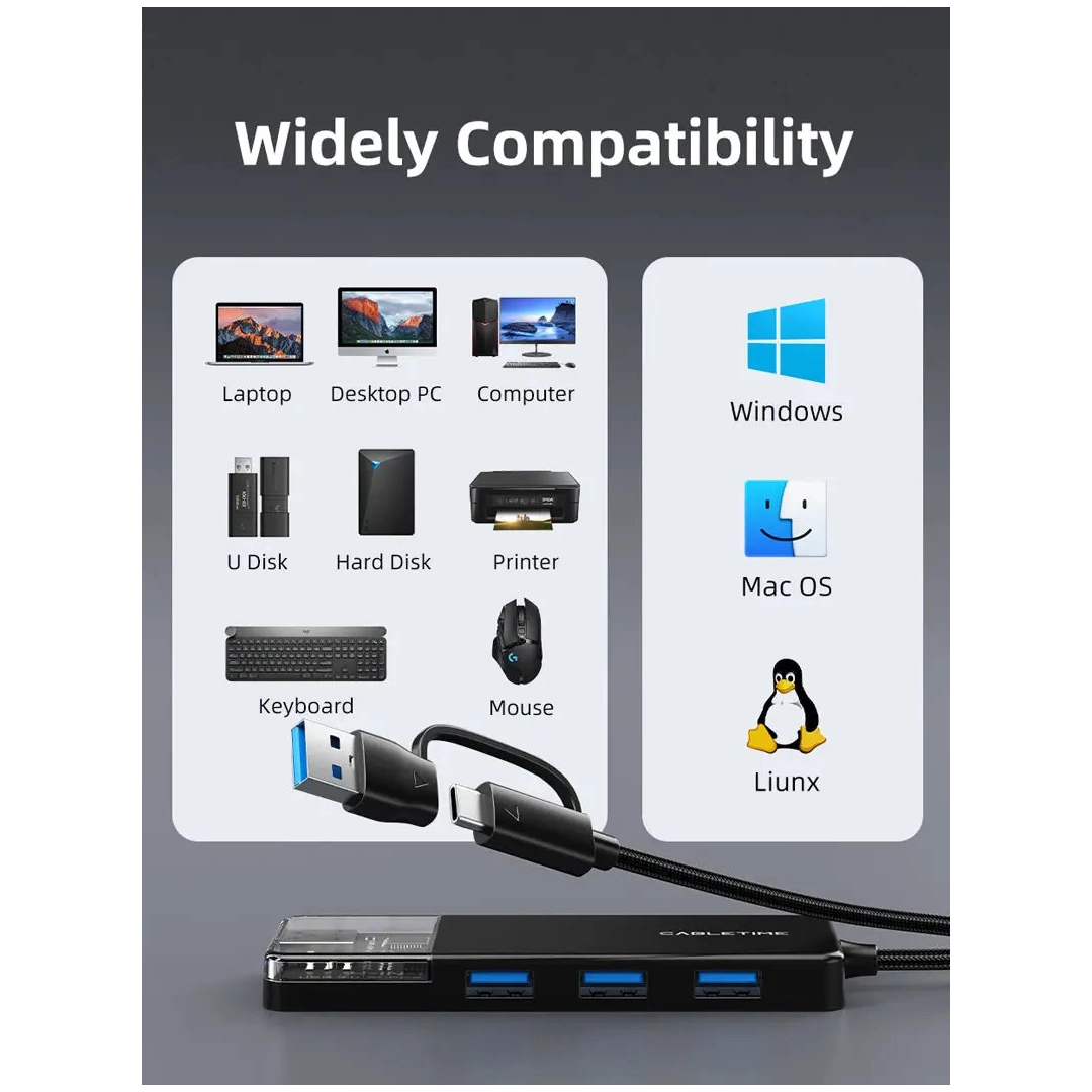 USB-хаб Vention Cabletime USB Type C - 4 Port USB 3.0, 0.15 cm (CB03B) USB-хаб Vention Cabletime USB Type C - 4 Port USB 3.0, 0.15 cm (CB03B)