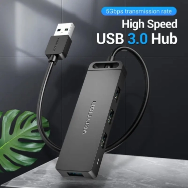 USB-хаб Vention 4-Port з micro USB живленням 0.15M Black (CHLBB)