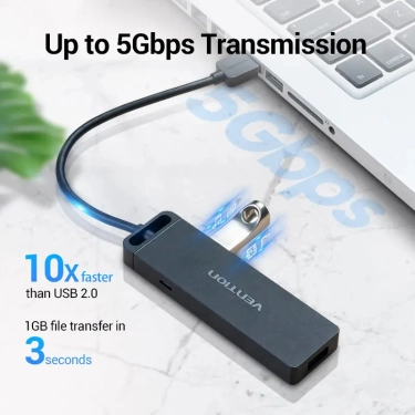 USB-хаб Vention 4-Port з micro USB живленням 0.15M Black (CHLBB)