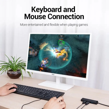 USB-хаб Vention 4-Port з micro USB живленням 0.15M Black (CHLBB)