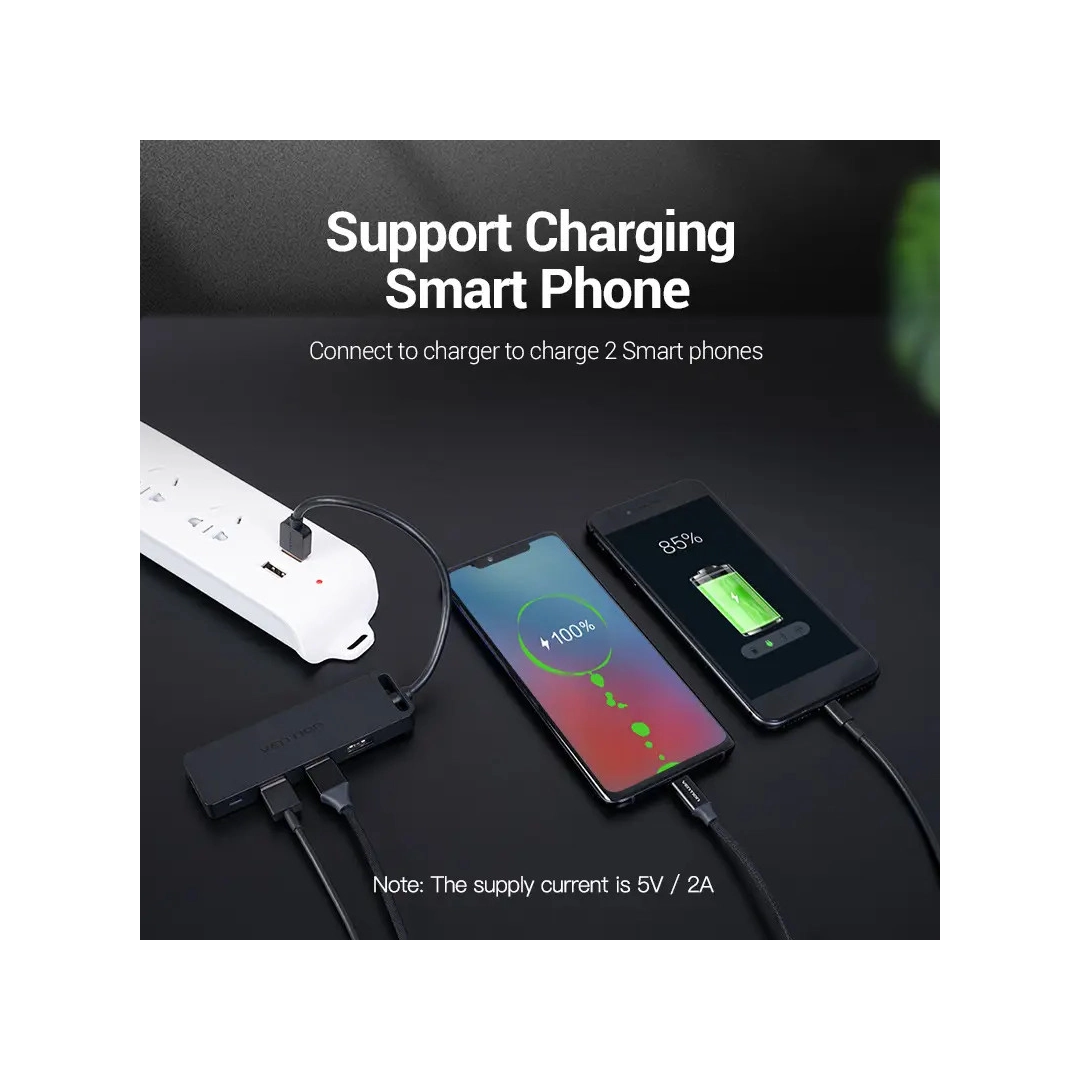 USB-хаб Vention 4-Port з micro USB живленням 0.15M Black (CHLBB) USB-хаб Vention 4-Port з micro USB живленням 0.15M Black (CHLBB)