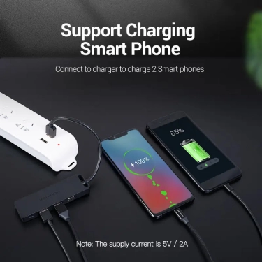USB-хаб Vention 4-Port з micro USB живленням 0.15M Black (CHLBB)