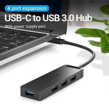USB-хаб Vention 4-Port із micro USB живленням 0.15 м Black (TGKBB)