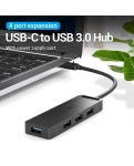 USB-хаб Vention 4-Port із micro USB живленням 0.15 м Black (TGKBB)