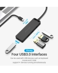 USB-хаб Vention 4-Port із micro USB живленням 0.15 м Black (TGKBB)