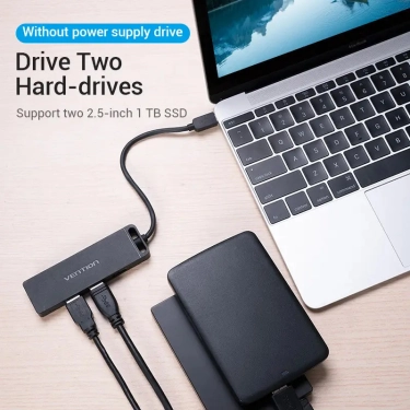 USB-хаб Vention 4-Port із micro USB живленням 0.15 м Black (TGKBB)