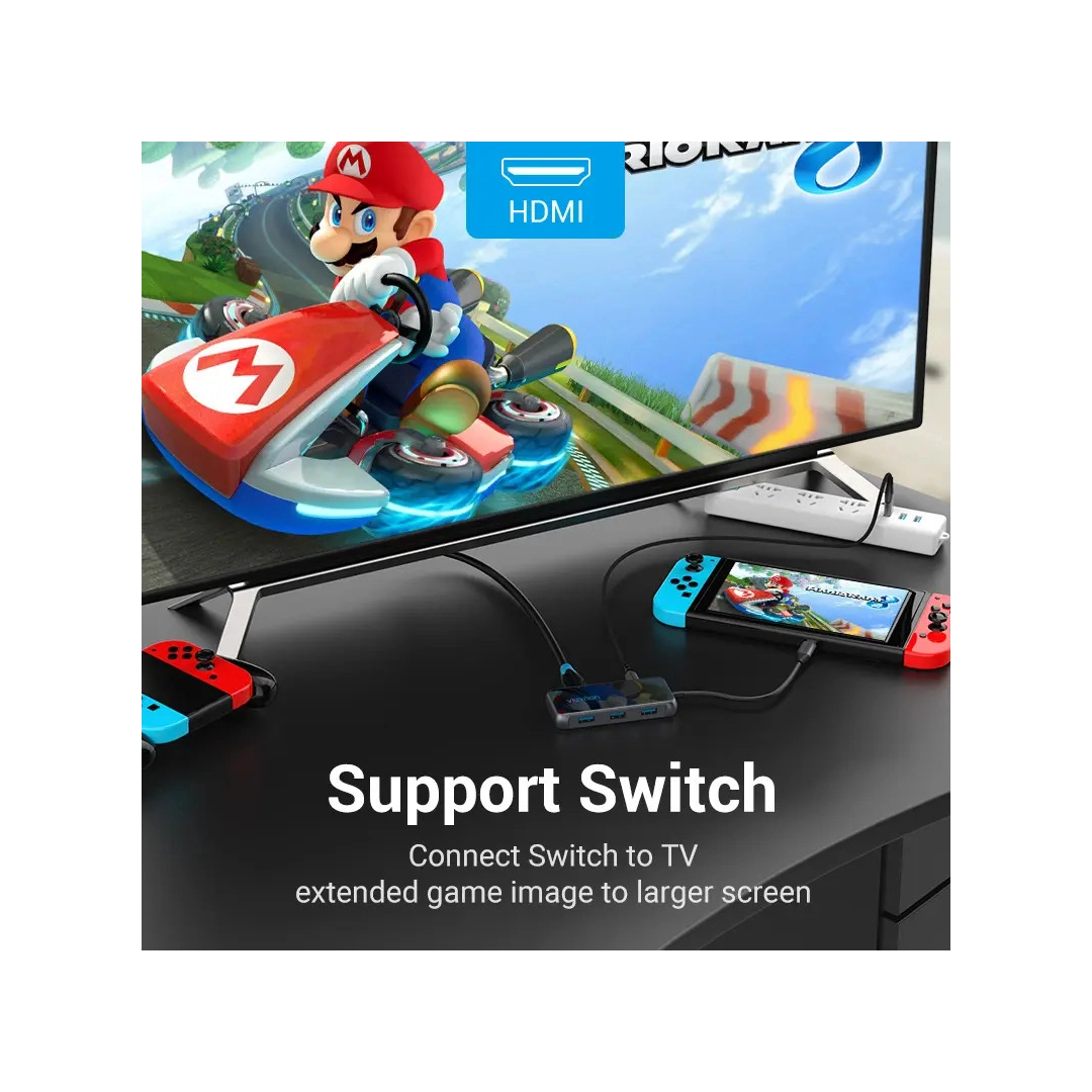 USB-хаб Vention 5 в 1 Type-C-HDMI-USB-PD 3USB 3.0 4K 60Hz 87W 0.15m Black (TFBHB) USB-хаб Vention 5 в 1 Type-C-HDMI-USB-PD 3USB 3.0 4K 60Hz 87W 0.15m Black (TFBHB)