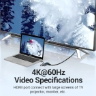 USB-хаб Vention 5 в 1 Type-C-HDMI-USB-PD 3USB 3.0 4K 60Hz 87W 0.15m Black (TFBHB) USB-хаб Vention 5 в 1 Type-C-HDMI-USB-PD 3USB 3.0 4K 60Hz 87W 0.15m Black (TFBHB)