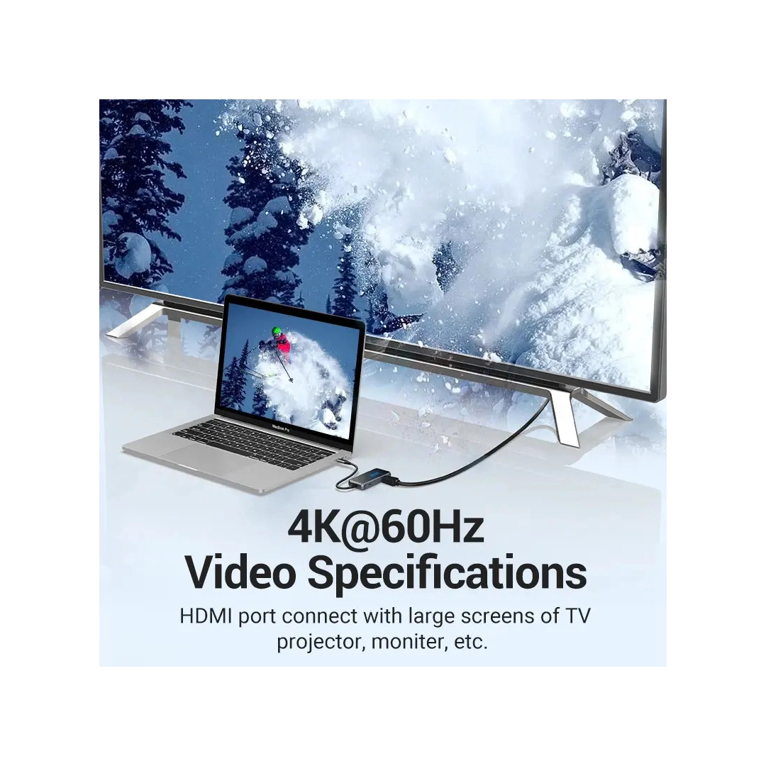 USB-хаб Vention 5 в 1 Type-C-HDMI-USB-PD 3USB 3.0 4K 60Hz 87W 0.15m Black (TFBHB) USB-хаб Vention 5 в 1 Type-C-HDMI-USB-PD 3USB 3.0 4K 60Hz 87W 0.15m Black (TFBHB)