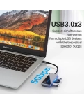 USB-хаб Vention 5 в 1 Type-C-HDMI-USB-PD 3USB 3.0 4K 60Hz 87W 0.15m Black (TFBHB)