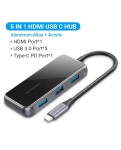 USB-хаб Vention 5 в 1 Type-C-HDMI-USB-PD 3USB 3.0 4K 60Hz 87W 0.15m Black (TFBHB)