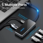 USB-хаб Vention 5 в 1 Type-C-HDMI-USB-PD 3USB 3.0 4K 60Hz 87W 0.15m Black (TFBHB) USB-хаб Vention 5 в 1 Type-C-HDMI-USB-PD 3USB 3.0 4K 60Hz 87W 0.15m Black (TFBHB)