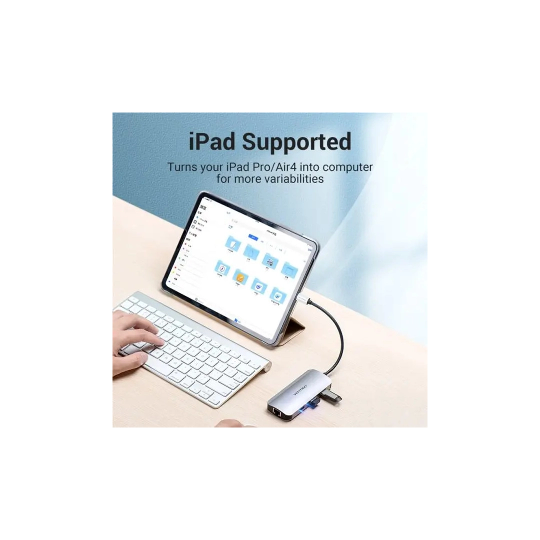 USB-хаб Vention OTG USB Hub USB-C to HDMI/USB 3.0x3/RJ45/PD, 0.15 m (TOHHB) USB-хаб Vention OTG USB Hub USB-C to HDMI/USB 3.0x3/RJ45/PD, 0.15 m (TOHHB)