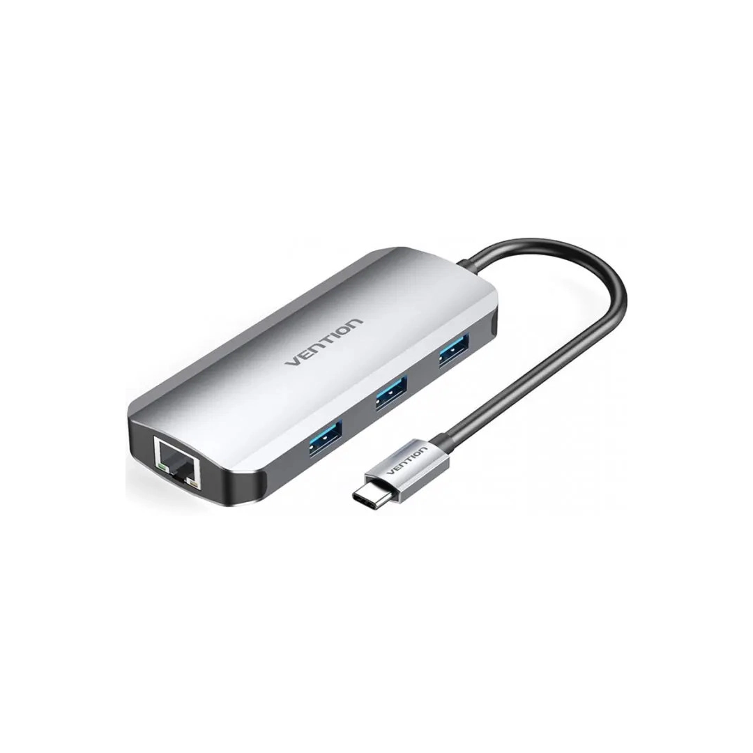 USB-хаб Vention OTG USB Hub USB-C to HDMI/USB 3.0x3/RJ45/PD, 0.15 m (TOHHB)