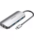 USB-хаб Vention OTG USB Hub USB-C to HDMI/USB 3.0x3/RJ45/PD, 0.15 m (TOHHB)