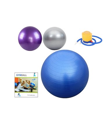 Фітбол м'яч для фітнесу GymBall 65 см із насосом сірий