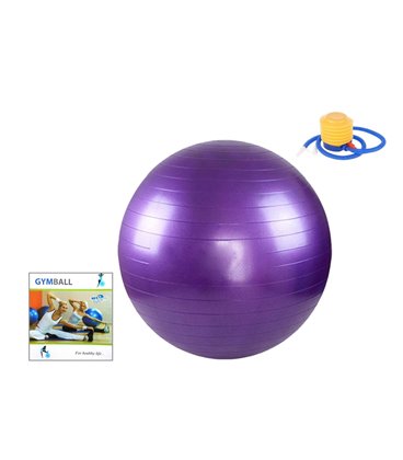 Фітбол м'яч для фітнесу GymBall 65 см з фіолетовим насосом