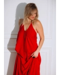 Women's long dress with open back Red Pearl RAO WEAR One Size height 165-170 cm