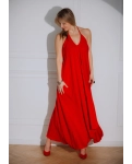 Women's long dress with open back Red Pearl RAO WEAR One Size height 165-170 cm