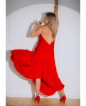 Women's long dress with open back Red Pearl RAO WEAR One Size height 165-170 cm