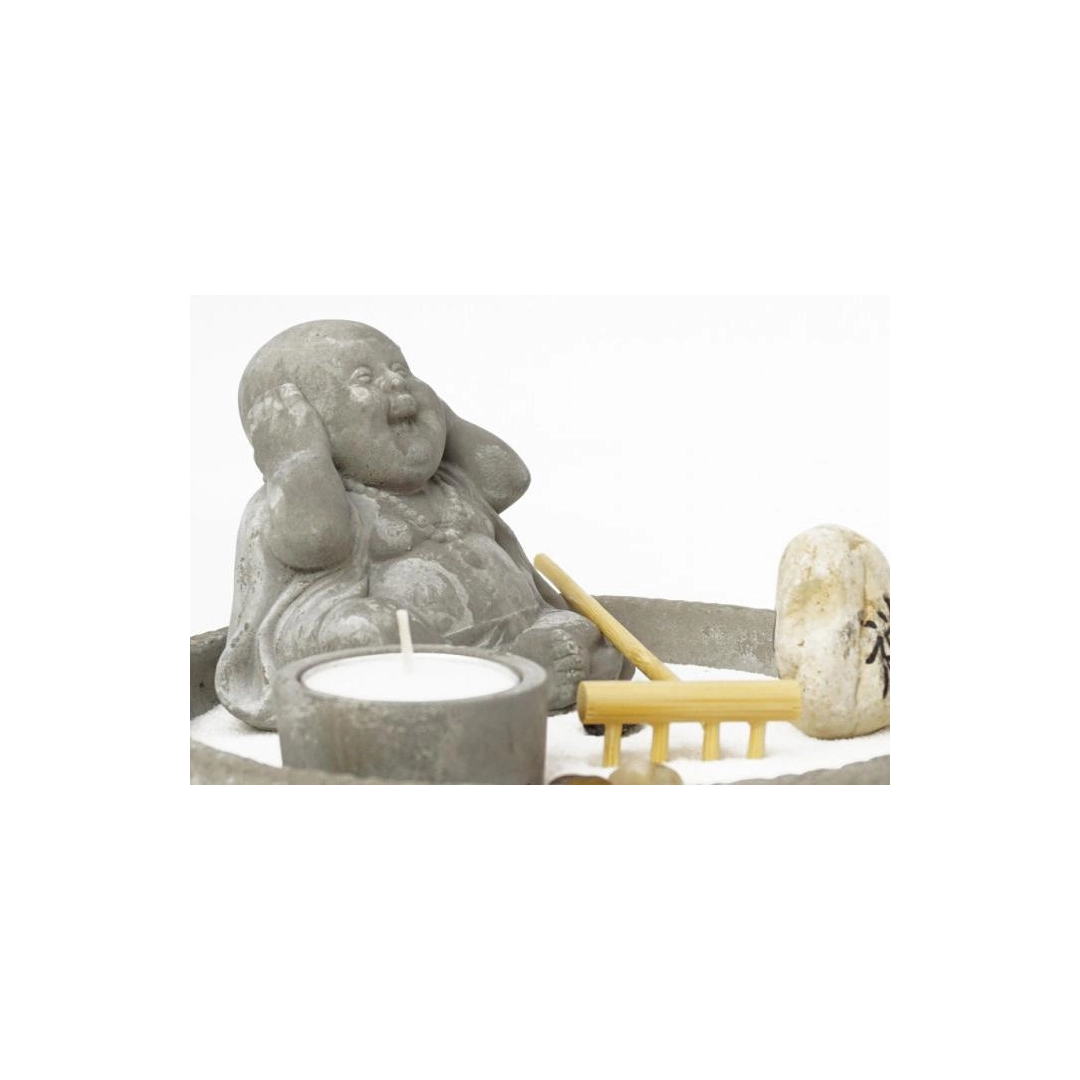 Set of Zen Tabletop Rock Garden "I Hear Nothing" 17.5 x 17.5 x 8 cm
