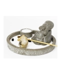 Set of Zen Tabletop Rock Garden "I Hear Nothing" 17.5 x 17.5 x 8 cm