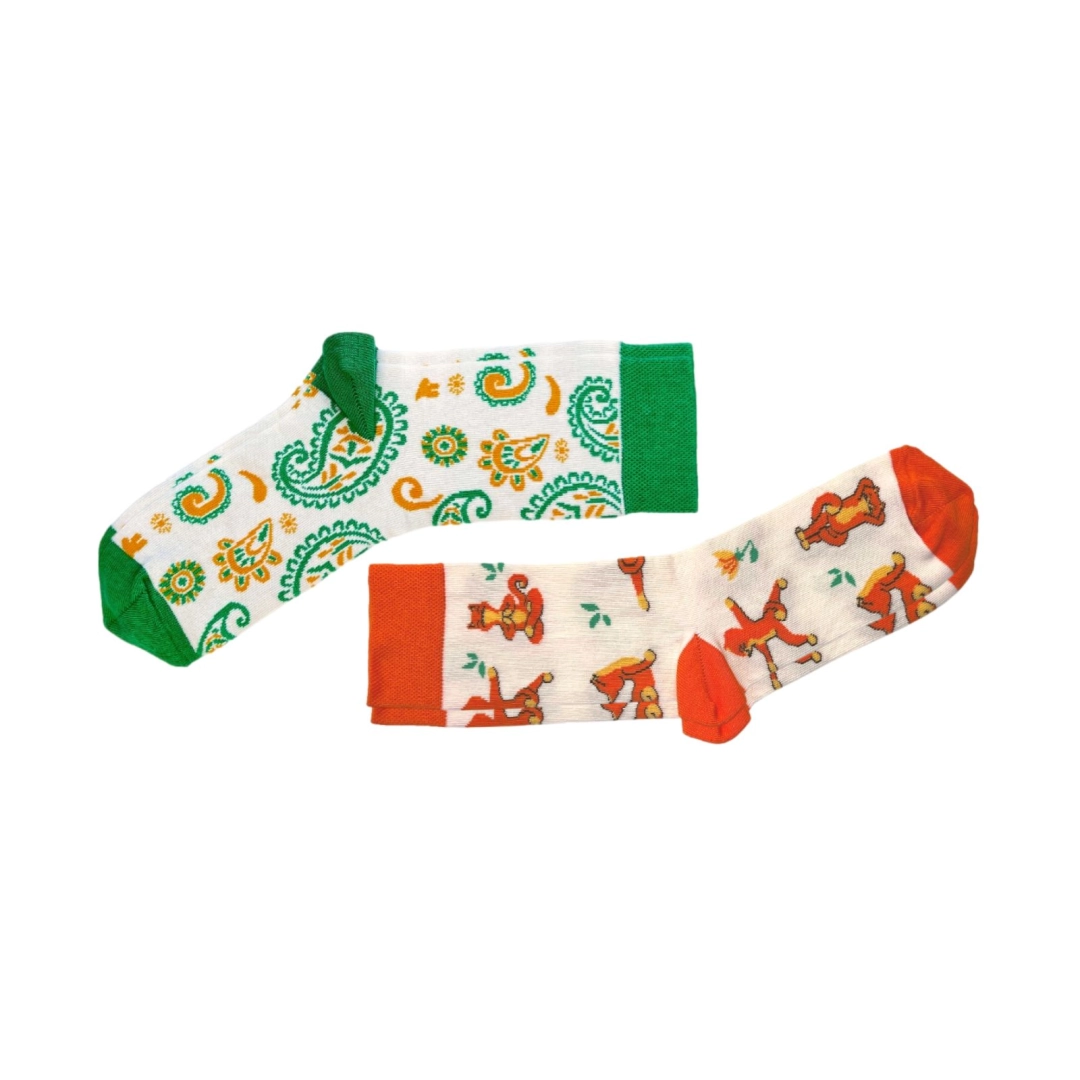 Set of socks RAO Yoga Green Paisley + Cats 2 pairs (36-38)