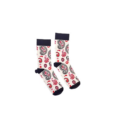 Шкарпетки RAO Йога Пейслі (39-41) бежеві з червоно-чорним візерунком