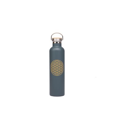 Термопляшка з нержавіючої сталі Bodhi Квітка Життя 1000 мл Антрацит