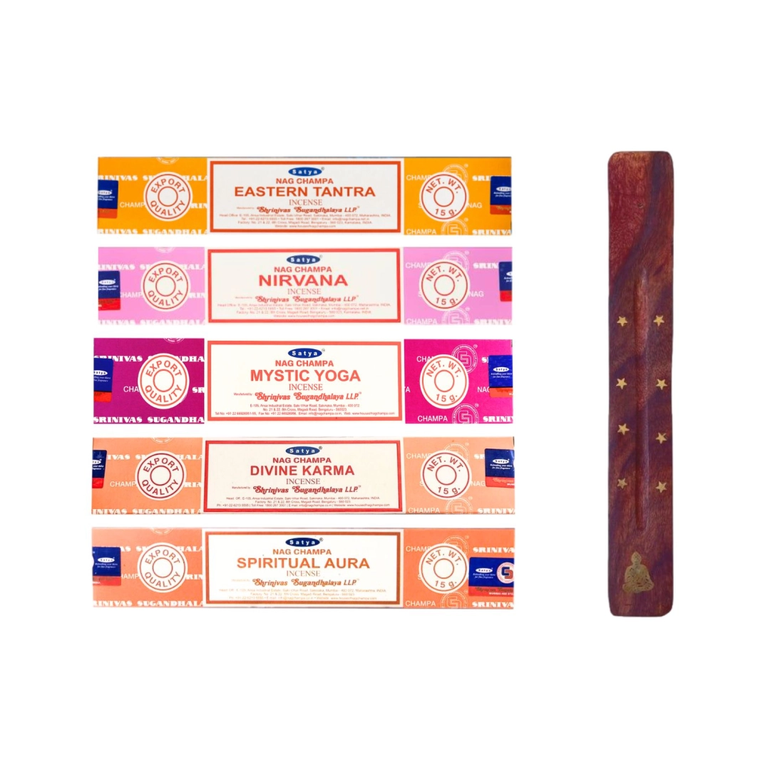 Incense sticks (set) Indian Spirit Satya 5 pcs with stand