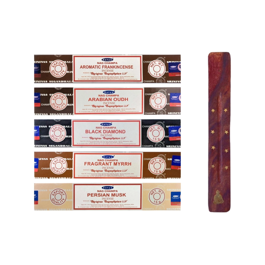 Аромапалочки (набор) Satya Spicy Mist 5 шт с подставкой