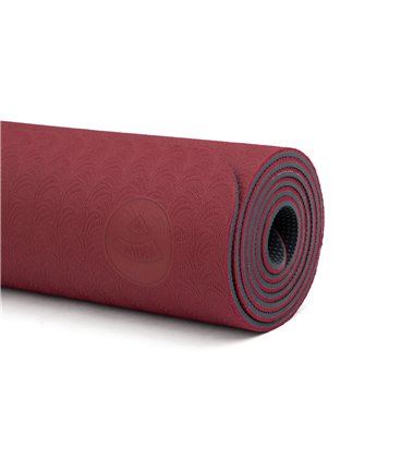 Килимок для йоги Bodhi Lotus Pro 183x60x0.6 см темно-червоний/антрацитовий