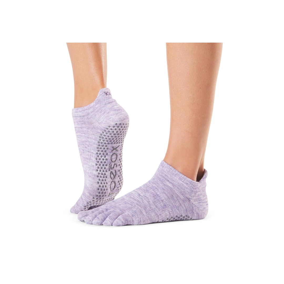 ToeSox Full Toe Low Rise Grip Heather Purple S (36-38.5) Yoga Socks