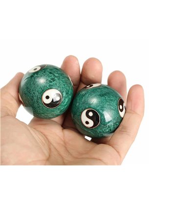 Массажные шары Баодинга Инь Ян зелёные 3.5 см