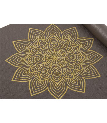 Йога мат Rishikesh Golden Mandala серый 183x60x0.45 см