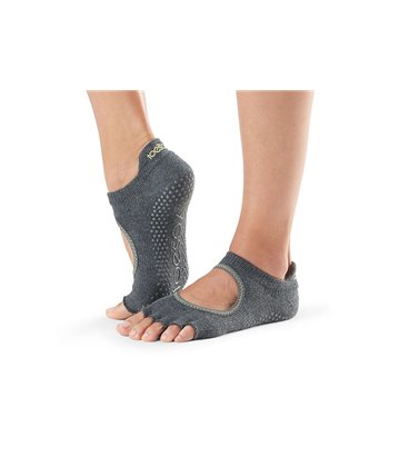Носки для йоги ToeSox Half Toe Bellarina Grip Charcoal with Lime S (36-38.5)