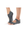 Носки для йоги ToeSox Half Toe Bellarina Grip Charcoal with Lime М (39-42.5)