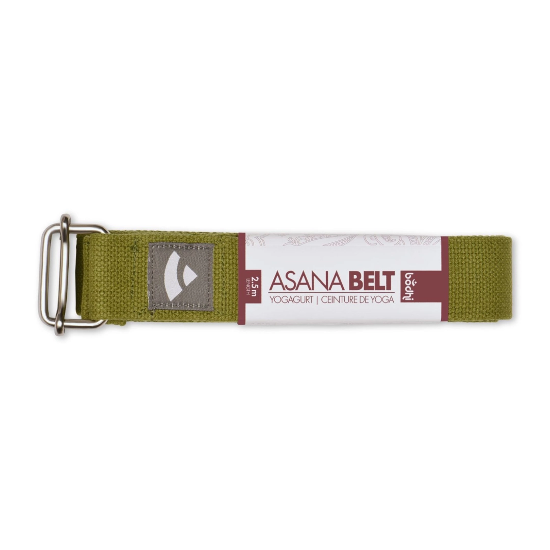 Ремень для йоги Asana Belt от Bodhi оливково-зеленый 250x3.8 см