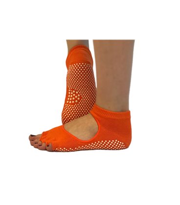 Носки для йоги открытые нескользящие RAO оранжевые
