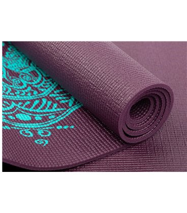 Коврик для йоги Bodhi Leela Mandala баклажан — бирюзовая мандала 183x60x0.4 см