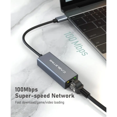 Кабель цифровий Vention Cabletime USB-C - RJ45 100Mbps Ethernet, 0.15m, Space Grey (CB53G)