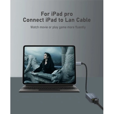 Кабель цифровий Vention Cabletime USB-C - RJ45 100Mbps Ethernet, 0.15m, Space Grey (CB53G)