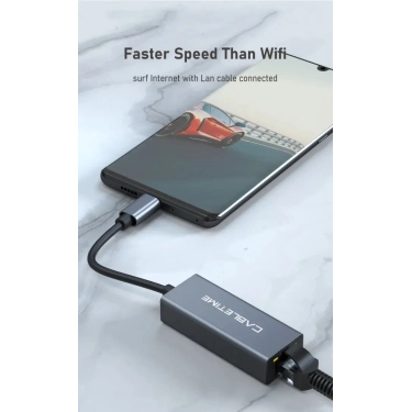 Кабель цифровий Vention Cabletime USB-C - RJ45 100Mbps Ethernet, 0.15m, Space Grey (CB53G)