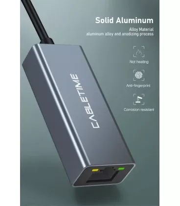 Кабель цифровий Vention Cabletime USB-C - RJ45 100Mbps Ethernet, 0.15m, Space Grey (CB53G)