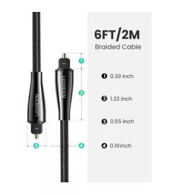 Цифровий кабель Ugreen AV108 Toslink-Toslink Optical Pro Audio Cable Braided, 1.5 m 70895