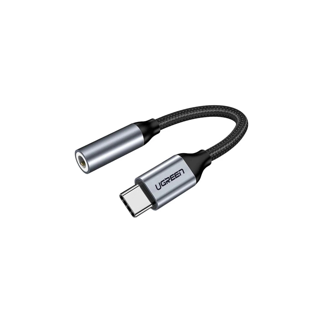 ЦАП та підсилювач Ugreen AV142 USB Type-C Male to 3.5mm Female Cable, 10 cm Gray 30632