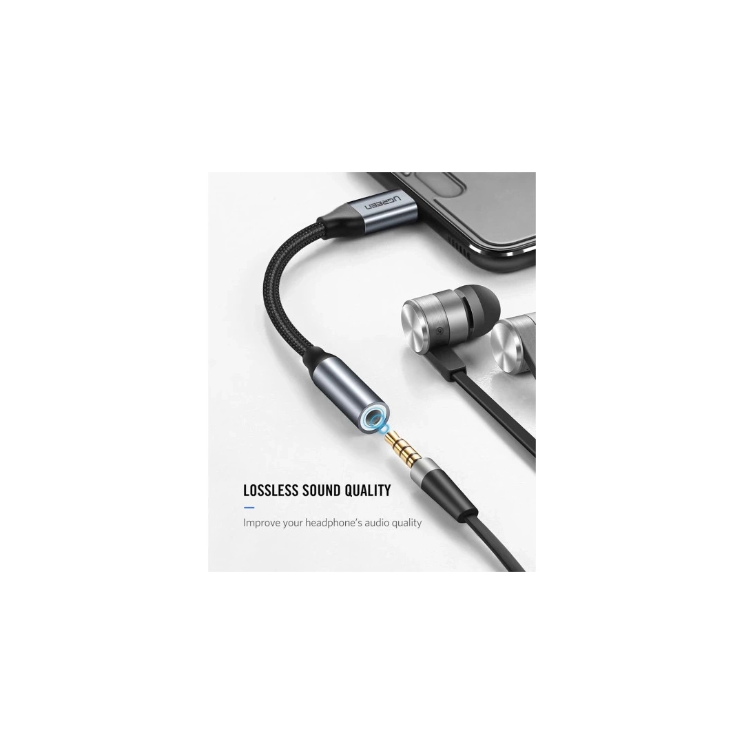 ЦАП та підсилювач Ugreen AV142 USB Type-C Male to 3.5mm Female Cable, 10 cm Gray 30632 ЦАП та підсилювач Ugreen AV142 USB Type-C Male to 3.5mm Female Cable, 10 cm Gray 30632