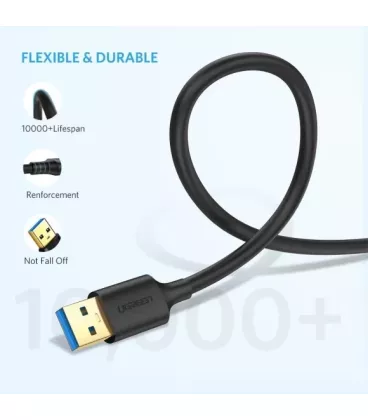 Кабель цифровий Ugreen US128 USB-A 3.0 - USB-A 3.0, 2m Black 10371